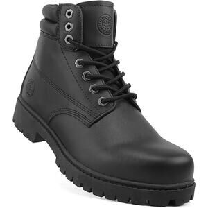 Jacata Mens Size 10 Black Faux Leather Work Lace Up Round Toe Rubber Sole Boots